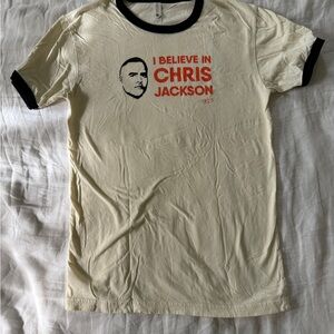 Hamilton, I Believe in Chris Jackson Graphic Ringer Tee - Cream/Black